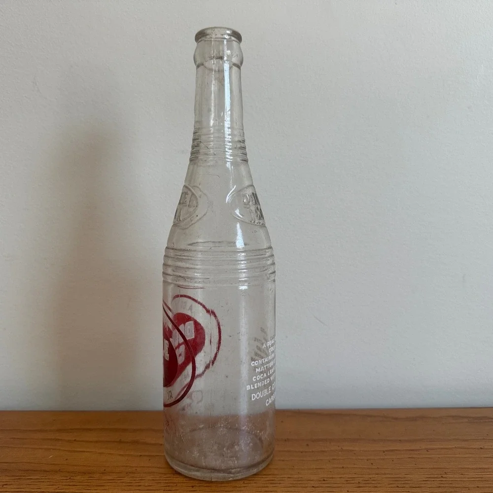 Vintage Double Cola Soda‎ Bottle Mighty Flavor Carbondale Illinois Glass 12oz